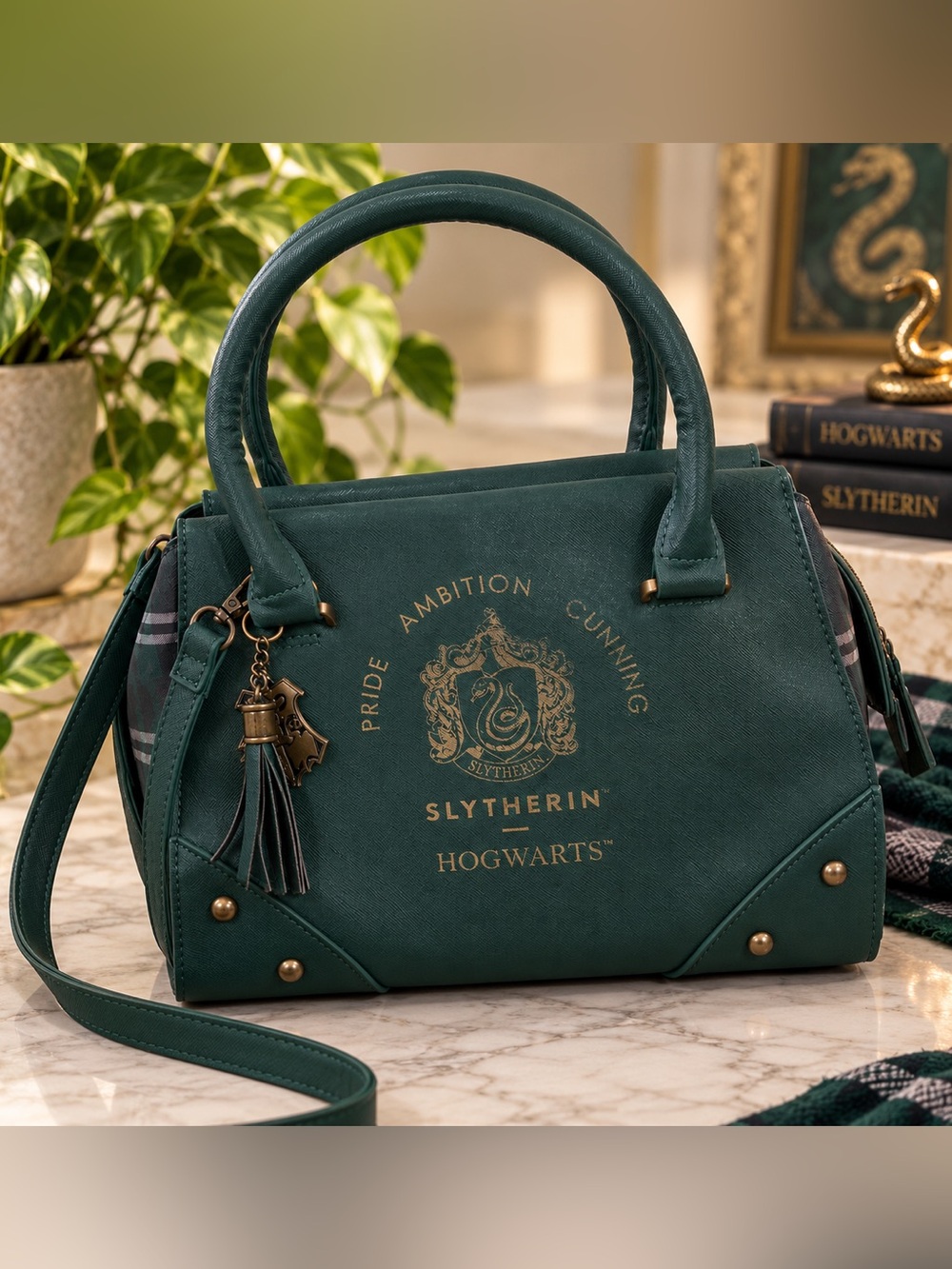 Harry Potter Slytherin Hogwarts Green Satchel Crossbody Handbag Purse